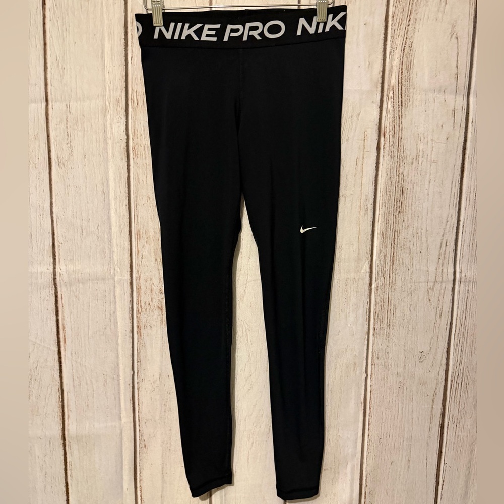 Nike Pro Black Leggings with White Logo
